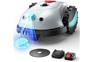 YARDCARE V100 Robot Lawn Mower with HD Vision Navigation, Smart Obstacle Detection, Collision Sensors, Adjustable Cutting Height, Low-Noise Operation—Perfect for Small Lawns up to 1,600 sq ft.