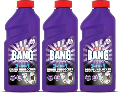 Cillit Bang 3-in-1 Power Cleaner Odour Stop Drain Unblocker Gel 3 x 500ml
