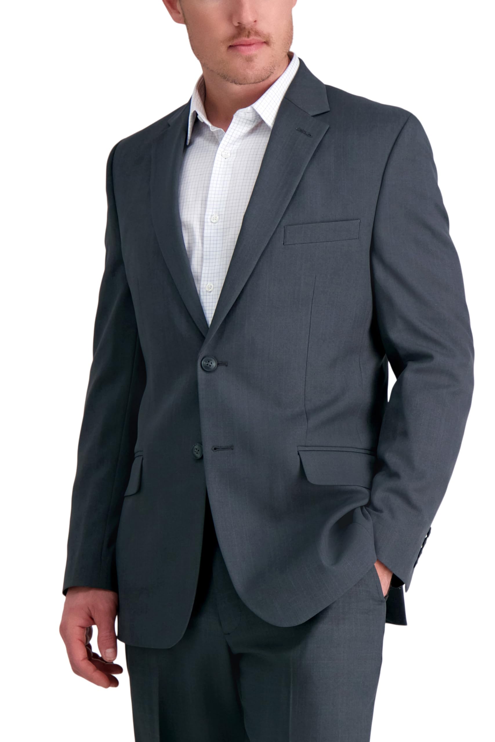 Photo 1 of Haggar mens Travel Performance Stria Tic Tailored Fit Separate Coat Business Suit Jacket, Dark Heather Grey, 48 US