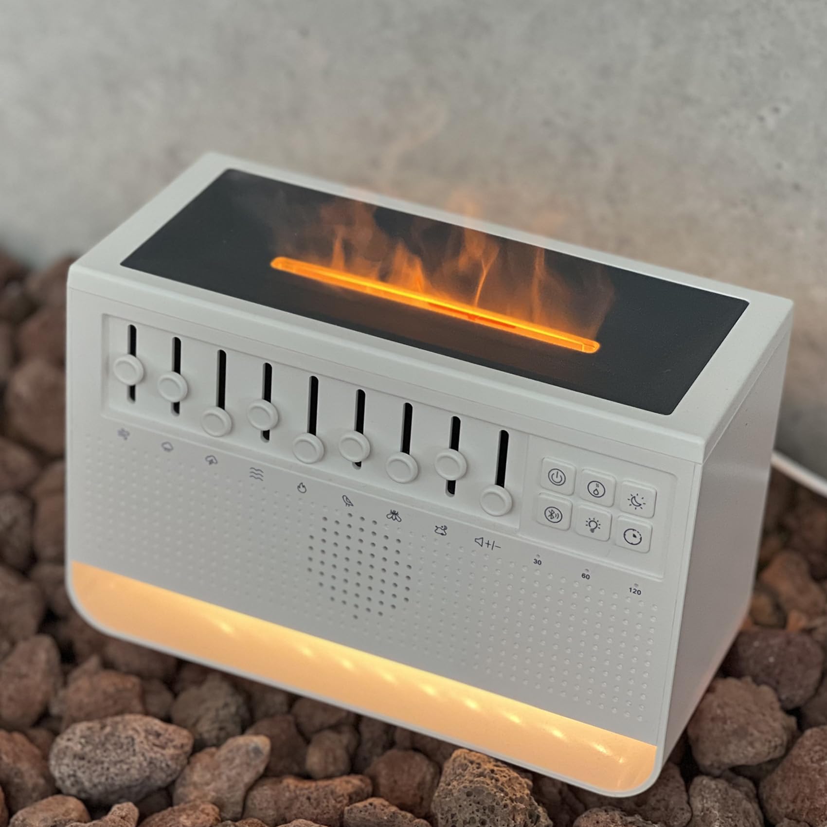 Photo 1 of Sound Machine with DIY White Noise, Essential Oil Aromatherapy, Flame Diffusers, Night Light,Timer; Perfect for Sleep, Meditation, Work, Learning, Yoga - Great Gift for Life