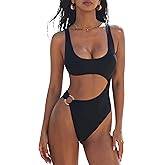 SUUKSESS Women Sexy One Piece Tummy Control Swimsuit Cutout Backless Bathing Suit