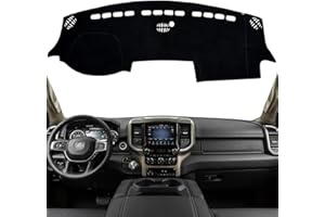 KEYOOG Dashboard Cover Dash Mat Fit for 2024-2019 Do-dge Ram 1500 2500 3500 (Without HUD Models),Car Dash Board Mat Anti-Glare Carpet,Non-Slip Pad Sunshield Protector (Black)