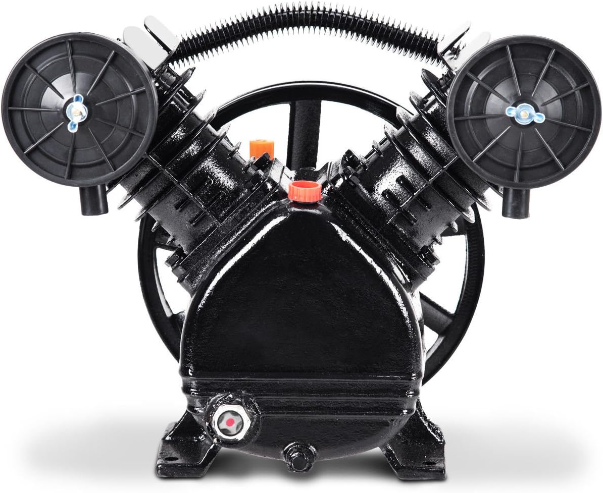 Goplus 3HP 2 Piston V Style Twin Cylinder Air Compressor Head Pump (Black): Home Improvement