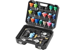 VEVOR 28 pcs Universal Radiator Pressure Tester Kit, Coolant Pressure Tester Kit with Manual Pump and Color-coded Test Caps, 