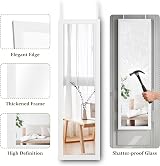 Dripex Over Door Mirror Full Length 110 x 33 cm White Toughened Glass view 4