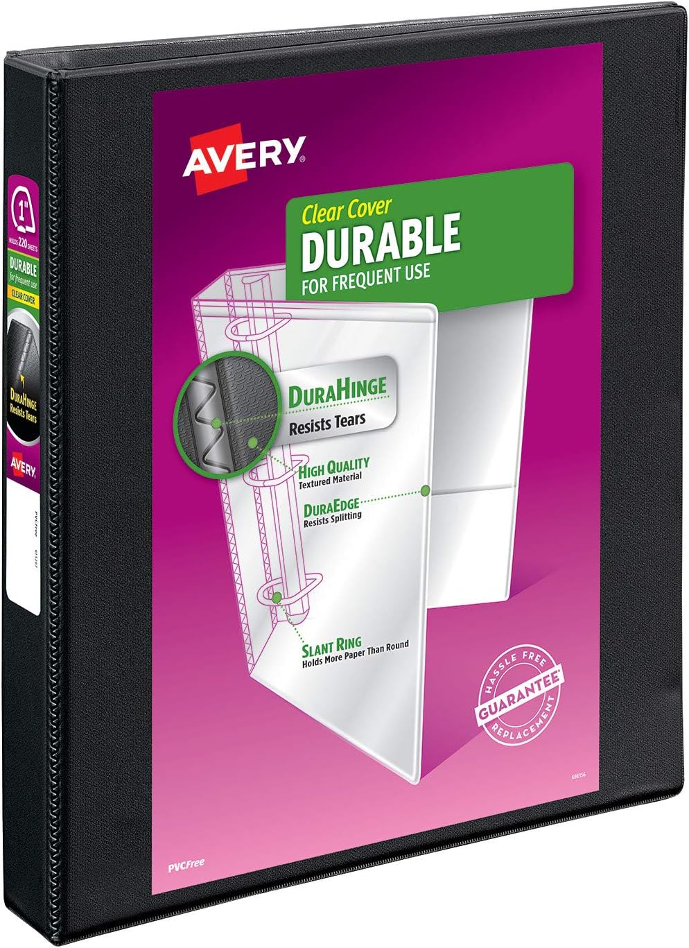 Avery Durable View Binder EZD Rings, 1" One Touch Rings, 275-Sheet Capacity, DuraHinge, Black (09300) : Office Products