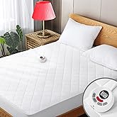 Heated Mattress Pad Twin Size Quilted Heating Electric Bed Warmer Luxury Comfort Heat Mattress Pad Cover Single Controller(10 Heat Setting | 1-12 Hours Auto Shut Off | with 8-21 Inch Deep Pocket)