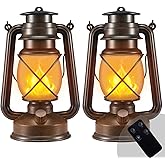 Outdoor Lanterns Waterproof Hanging Vintage LED Camping Lamps with Dancing Flame Non-Solar Remote Control Light Landscape Dec