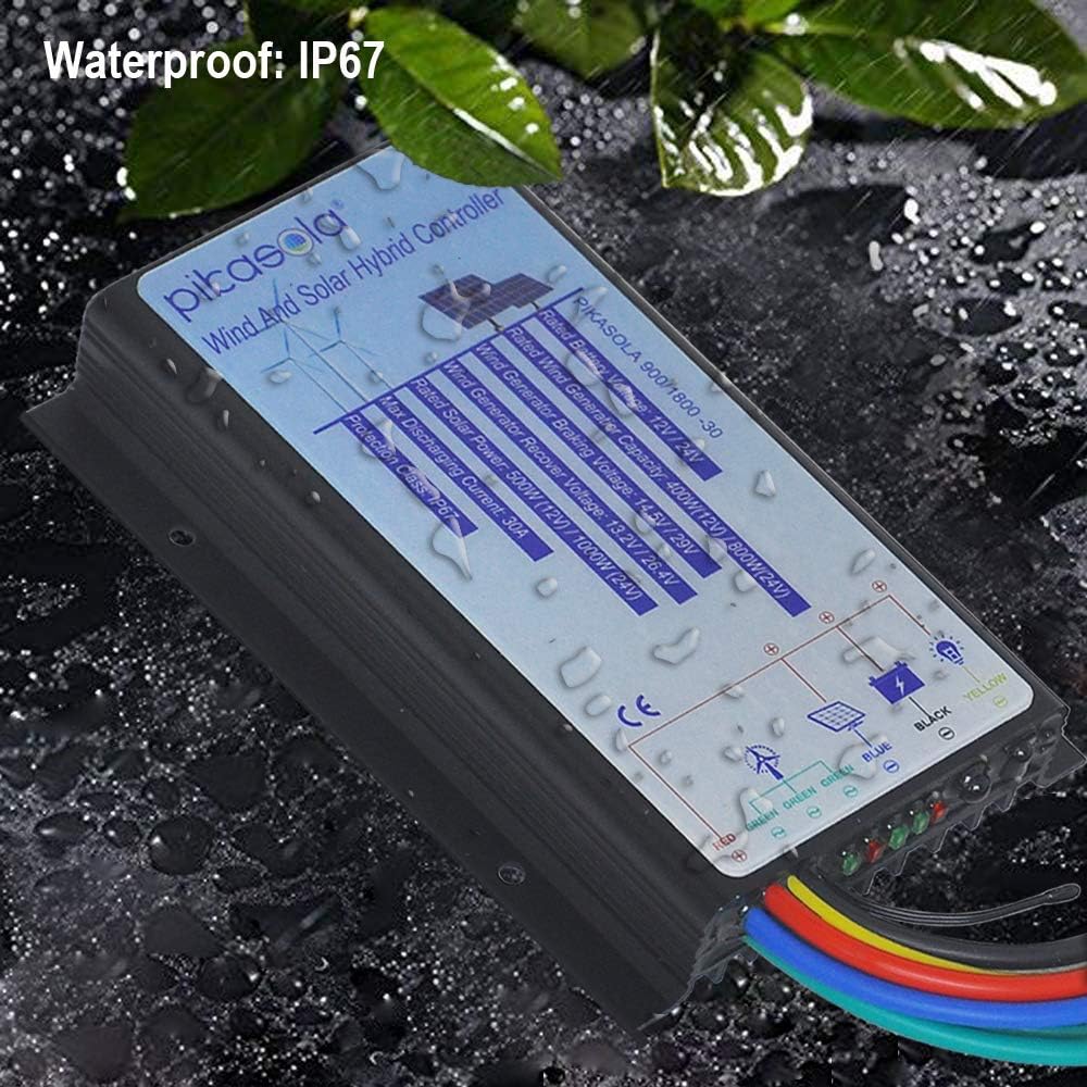 Pikasola Hybrid Wind Controller and Solar Controller for 12V/24V Battery Auto, 30A Hybrid Charge Controller for Off Grid Max 800W Wind Turbine Charge and 1000W Solar Panel with MCT Charging Function. : Garden & Outdoor
