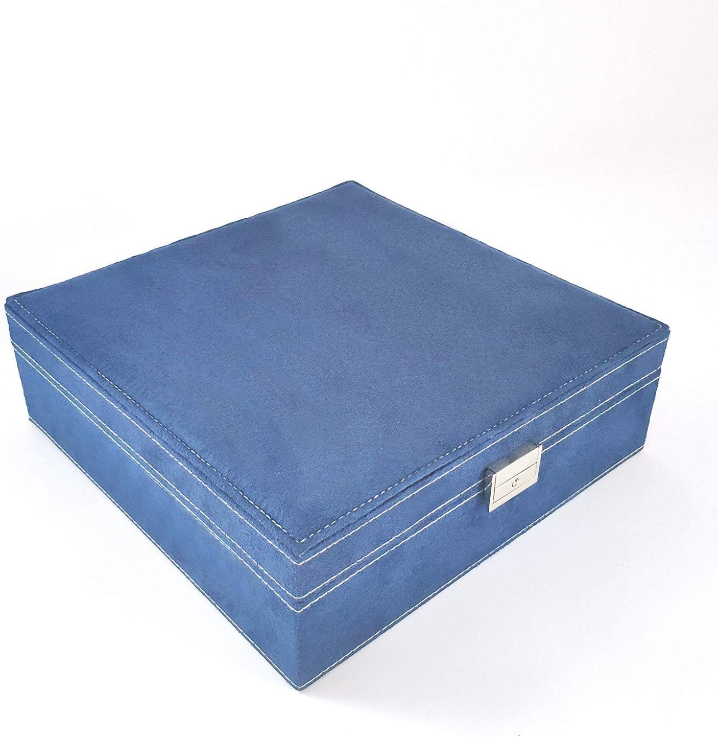 PENGKE 2 Layer Jewelry Box for Women 36 grid necklace or jewelry holder organizer with lock,Blue Pack of 1: Home Improvement