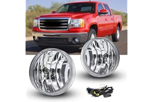 TOPSCOPE Fog Lights Replacement for 2007-2013 GMC Sierra 1500 2007-2014 GMC Sierra 2500HD 3500HD Fog Lamps with Clear Lens H8 12V 35W Halogen Bulbs Universal Switch and Wiring Kit 25831948,GM2592161 Clear Lens