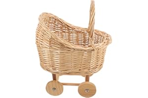 VICASKY Cute Small Basket Handle Baby Shower Basket Rattan Flower Girl Basket for Wedding Dec