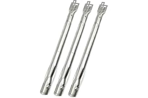 ADJUSTABURNER Gas Grill Burner Universal Stainless Steel Tube (Pack of 3) Extends from 14" to 19" BBQ Replacement Parts for Nexgrill, Brinkmann, Dyna-Glo, and Most Gas Grill Models