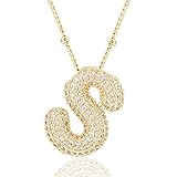 CCINPPY Letter Necklace, 14k Gold Plated Bubble