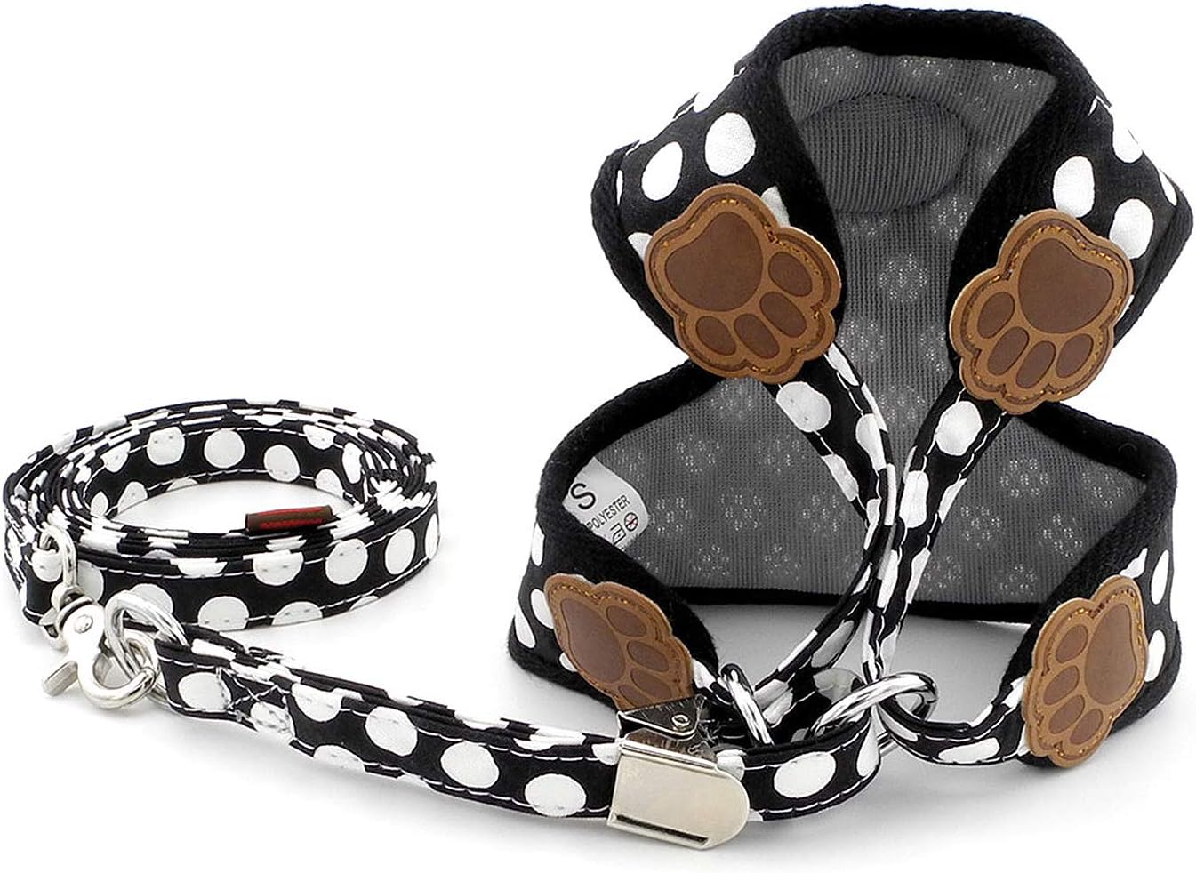 SMALLLEE_Lucky_Store New Soft Mesh Nylon Vest Pet Cat Small Medium Dog Harness Dog Leash Set Leads Black M - Image 3