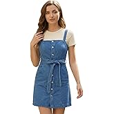 Allegra K Women's Spring 2026 Overall Dresses Classic Adjustable Strap Pinafore Jean Denim Dress