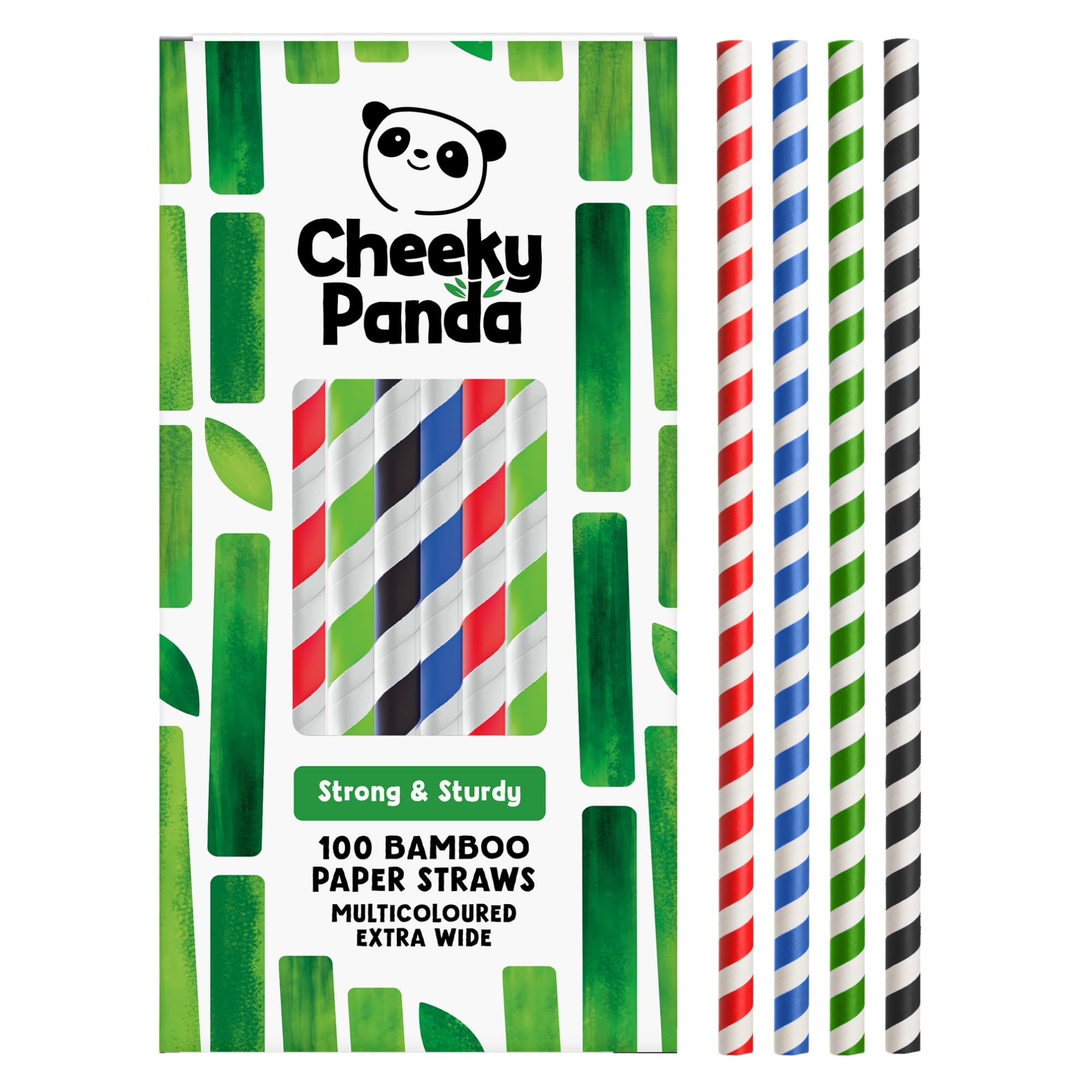 The Cheeky Panda Bamboo Paper Bubble Tea Straws | 100 Multicoloured Wide Drinking Straws | For Boba Tea, Milkshakes and Smoothies