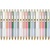 Linbsunne Ballpoint Pens Black Medium Point 1mm with Super Soft Grip Ball Point Pen for Men Women Retractable(gold-18 pcs)