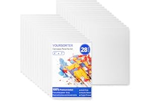 YOURSORTER 28 Pack 5x7 Inch Canvas Boards for Painting, Blank Small Painting Canvases for Kids Art Novices, Gesso Primed Acid-Free 100% Cotton Mini Canvas Panels for Acrylic Oil Watercolor Tempera