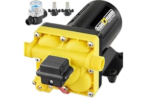 HANDNAM RV Water Pump, 12V DC Water Pump, 6GPM 70PSI Self-Priming Diaphragm Fresh Water Pump with Pressure Switch and Strainer for RV, Marine, Yacht, Caravan, Camper, Garden
