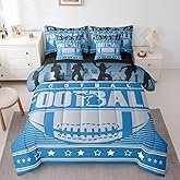Erosebridal 7Pcs Boys Sports Theme Comforter Set Rugby Game Bedding Full, Football Sheets (Comforter+Fitted+Flat Sheet+2 Pillowcases+2 Throw Pillow Covers) 7 Pieces Bed Set