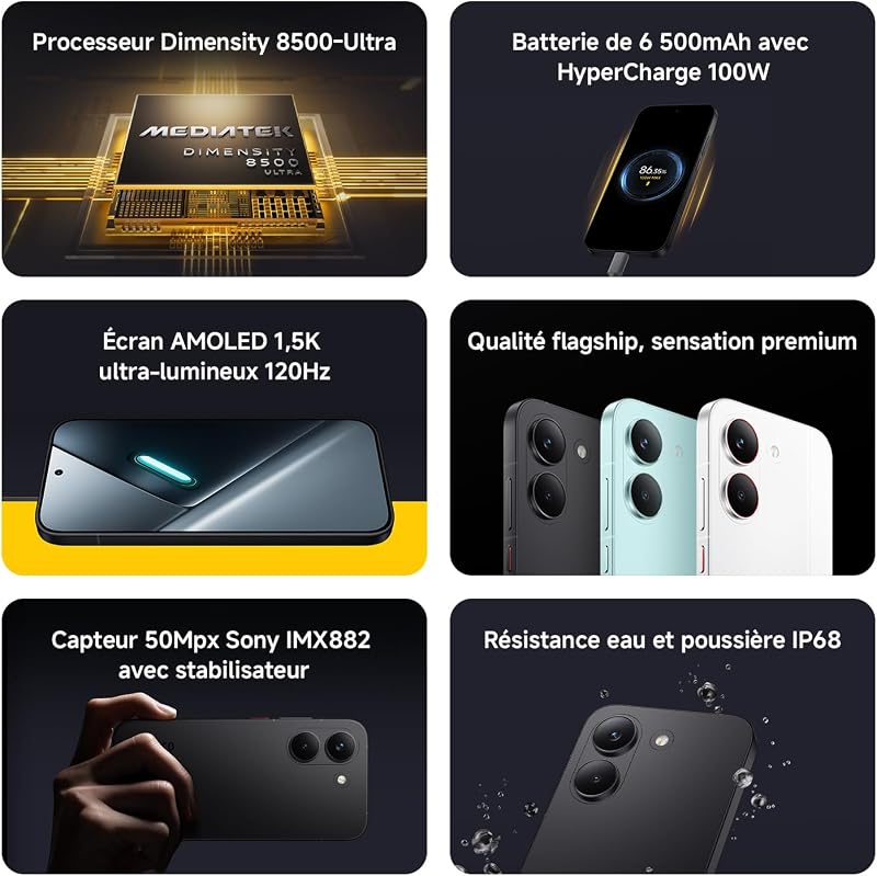 POCO X8 Pro Smartphone12+512Go Processeur Dimensity 8500-Ultra-Blanc