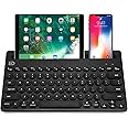 Attoe Wireless Keyboard, Dual Channel Multi-Device Universal Cute Wireless Bluetooth Keyboard Portable Slim with 20m Connection Distance for Tablet Smart Phone PC Windows Android iOS Mac (Black)