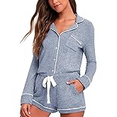 Aamikast Womens Pajama Sets Button Down Long Sleeve Sleepwear Soft 2 Piece Pjs Lounge Set
