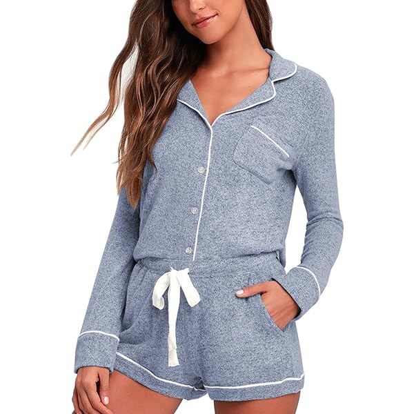 Womens Pajamas Set AAMIKAST WOMEN'S PAJAMA SETS LONG SLEEVE BUTTON