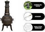 Monster Shop Cast Iron Chiminea Bronze Outdoor Heater with Cover & Rack view 2