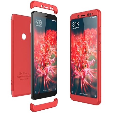 CE-Link für Xiaomi Redmi Note 5 Hülle Hardcase 3 in 1 Handyhülle 360 Ultra Dünn Slim Schutz Hard Schutzhülle Bumper - Rot
