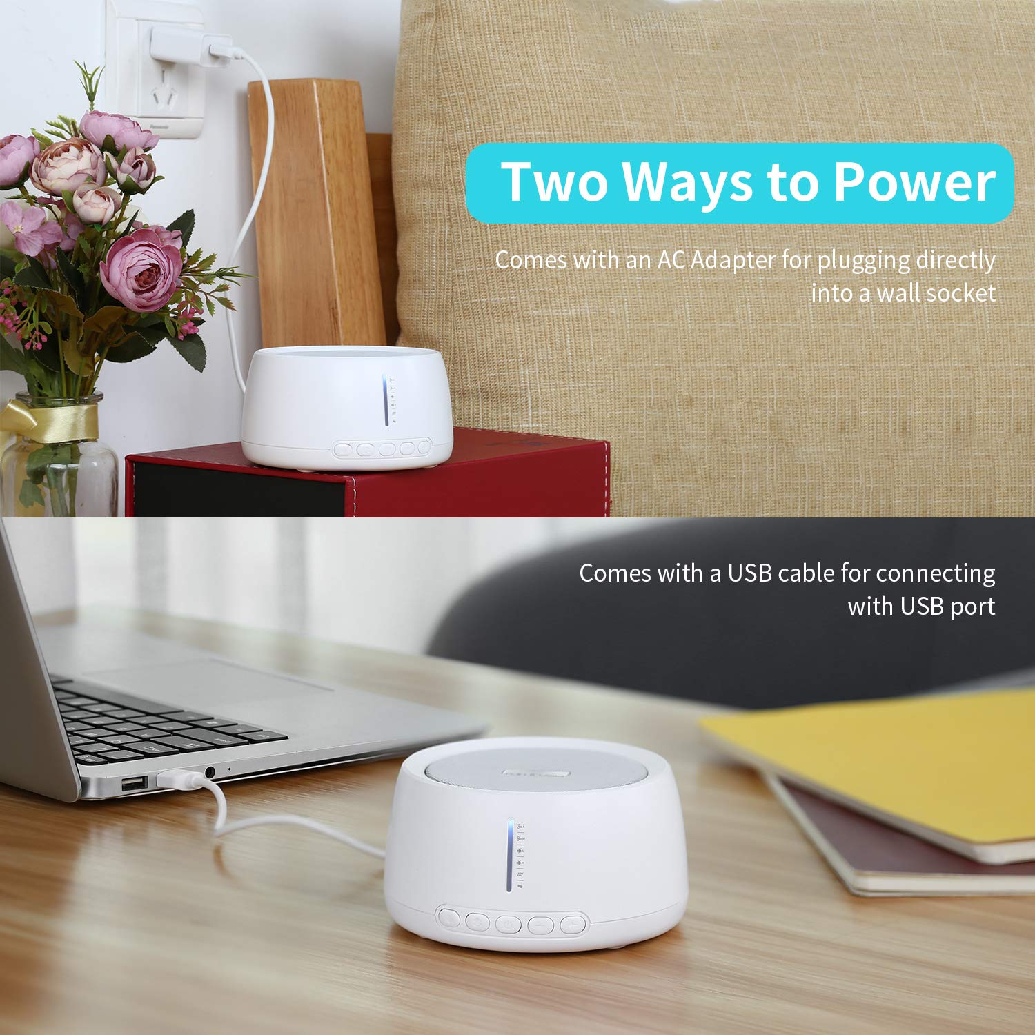 White Noise Sound Machine for Sleeping, FAMIROSA 30 High Fidelity Soothing Sounds with High Quality Speaker, Memory Function & Earphone Jack for Baby, Adult, Office, Travel with Fan & Nature Sounds