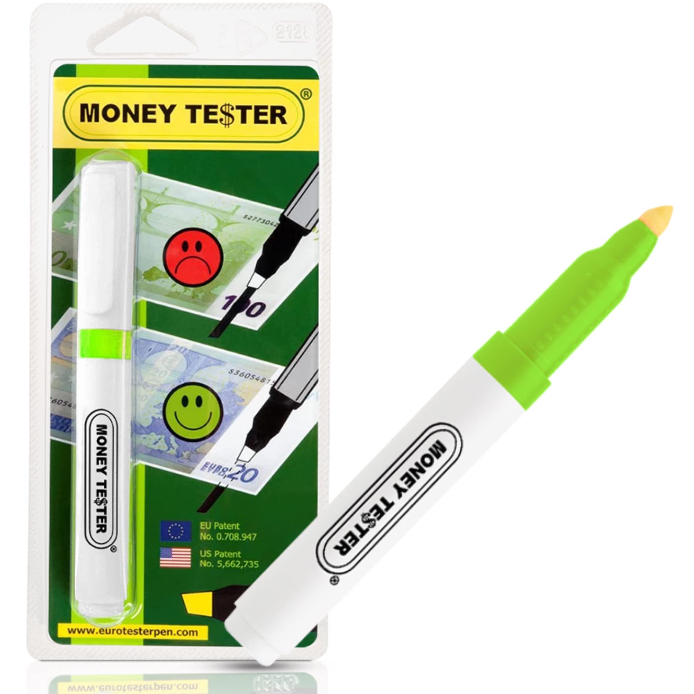 Money Tester XL - Money Checker Pen, Professional Bank Note Checker, Fake Counterfeit Money Detector, for Euro, US Dollar and Other Major Global Currencies(NOT Sterling/GBP), Original Made in Italy