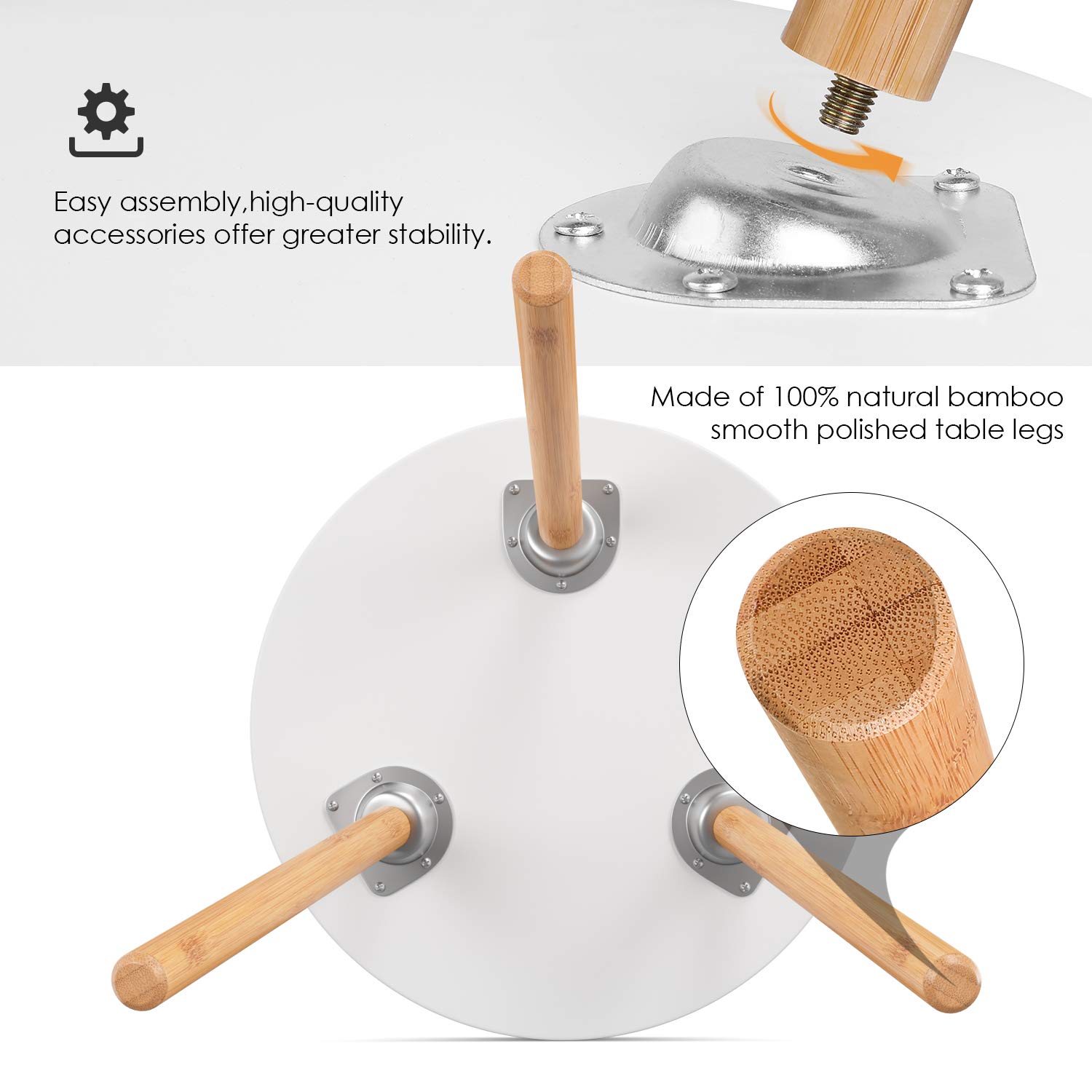 Homfa 3X Beistelltisch Couchtisch Wohnzimmertisch Kaffetisch Satztisch Set Skandinavisch Rund Weiß