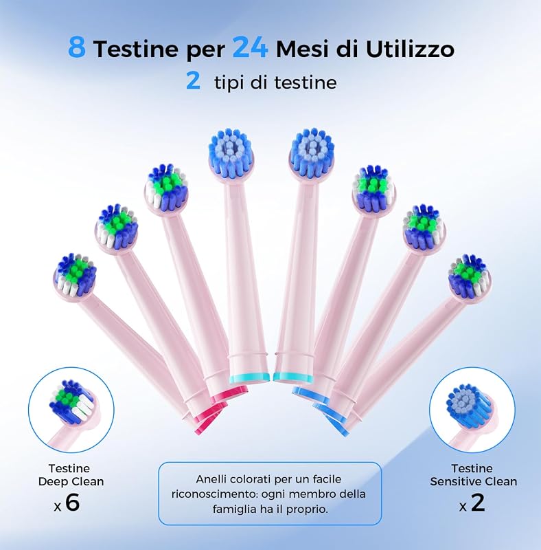 Spazzolino Elettrico Rotante per Denti Sensibili, Rosa