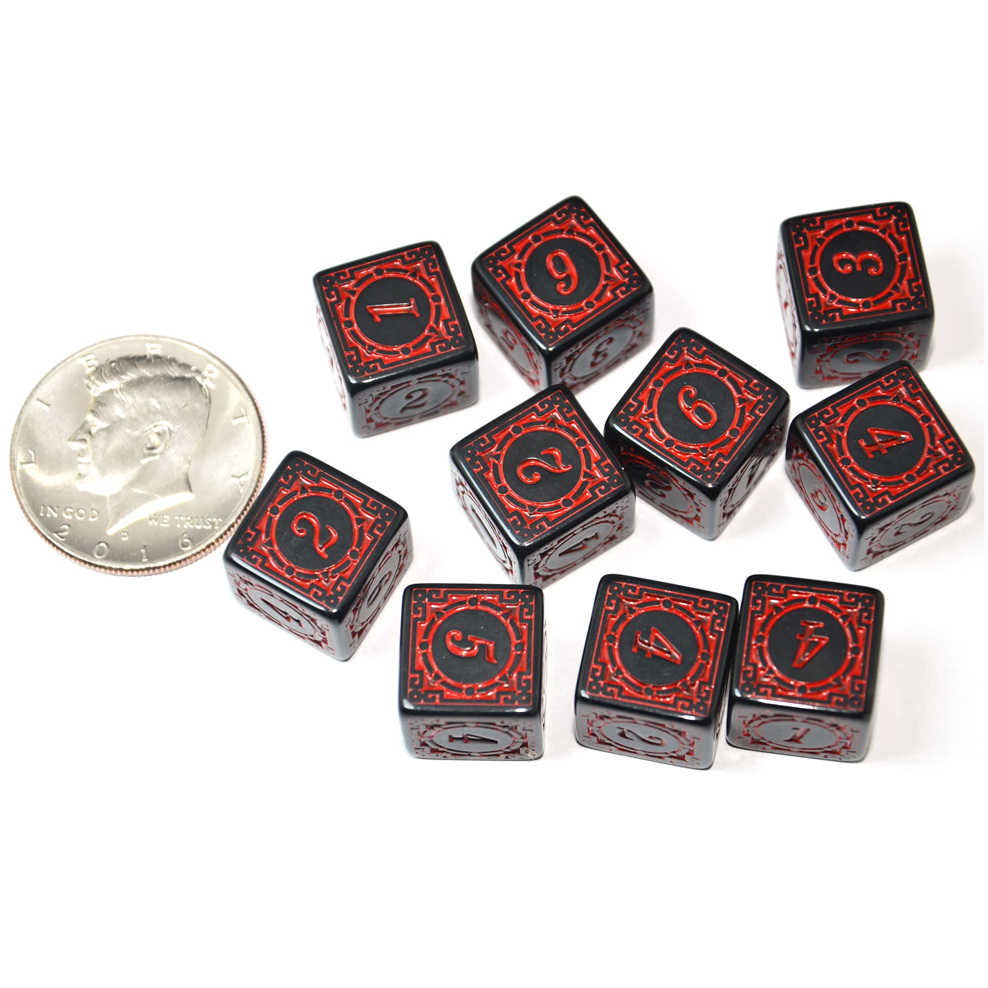 SmartDealsPro 10-Pack D6 Six Sides 16mm Dice Die for DND MTG PRG Wow Table Game Math Teaching (Red Letter)