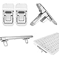 Bewudy 2 Pcs Portable Keyboard Riser With Dual Tilt Angle Adjustment, Foldable Laptop Stand, Mini Computer Stand for Desk, Self-Adhesive Feet for Most Keyboards (Silver)