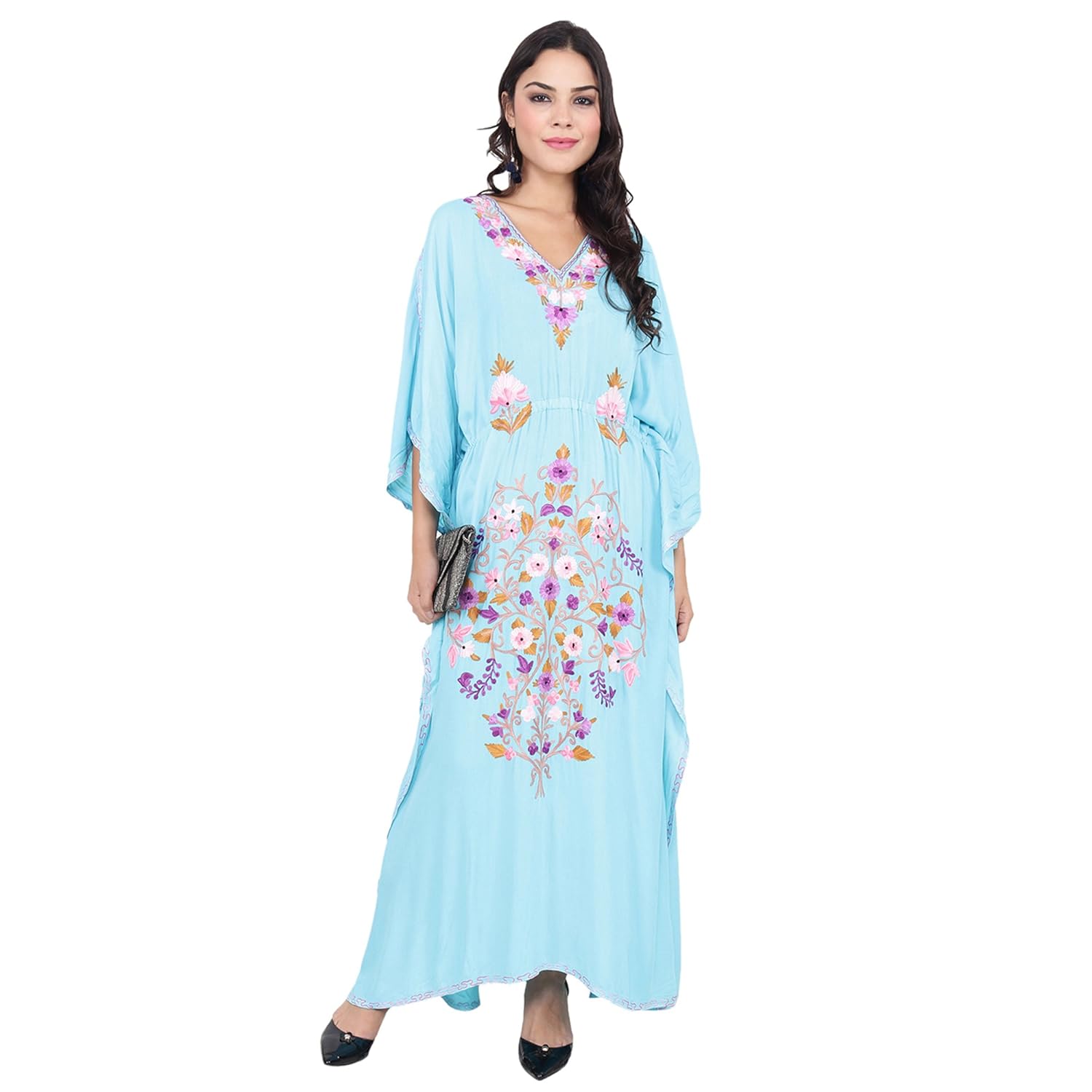 Women's Embroidered Kaftan Dress Rayon Hippi Boho Long Caftan Beach