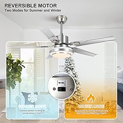YOYWE Reversible Ceiling Fan, Remote Control Patio