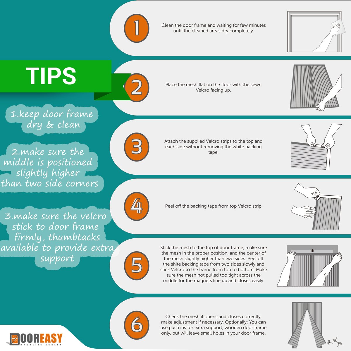 DOOREASY Screen Optional Sizes Screen Door No Slightest Gap