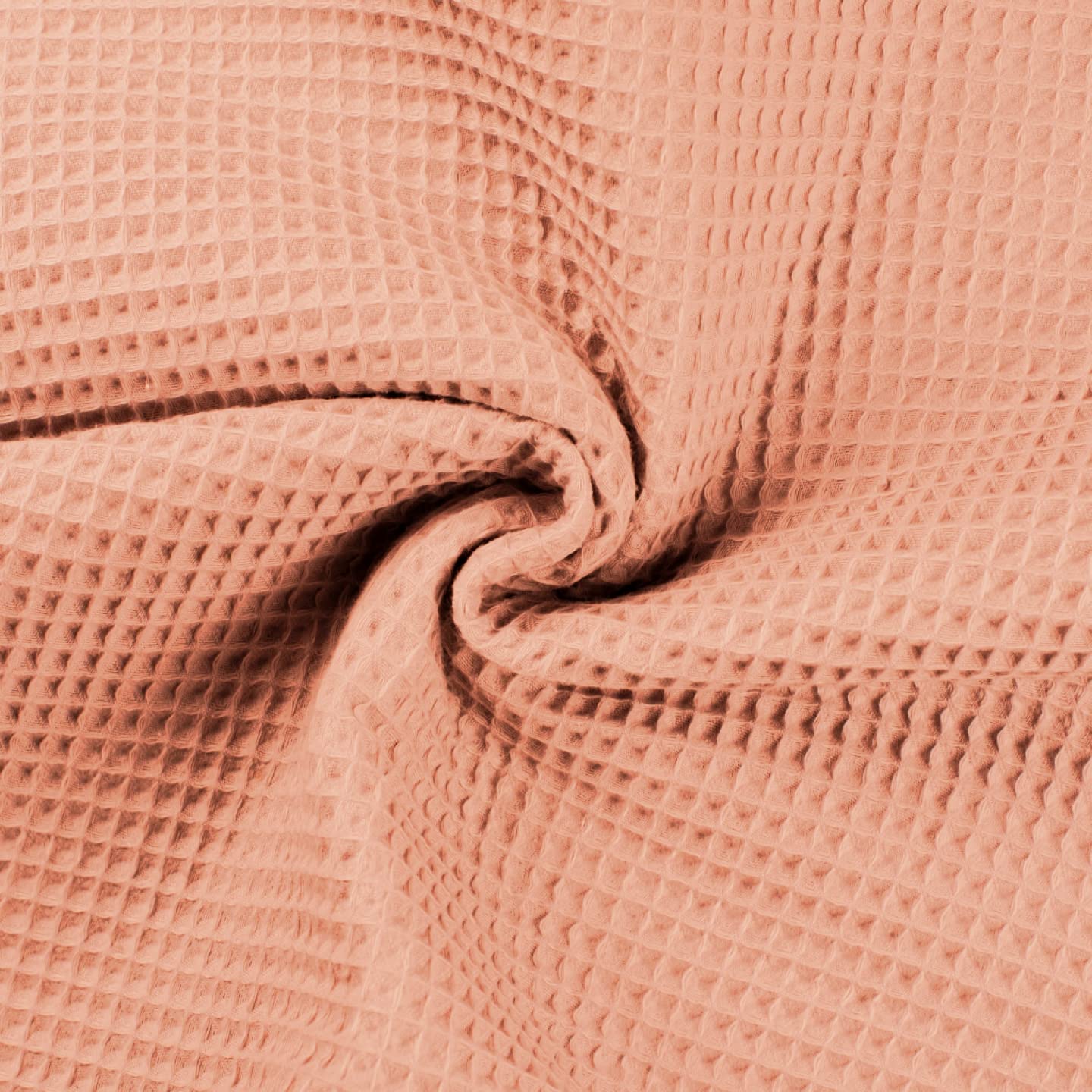 100% Cotton Waffle Honeycomb Pique Fabric Material Salmon, 1Mtr 140cm x 100cm