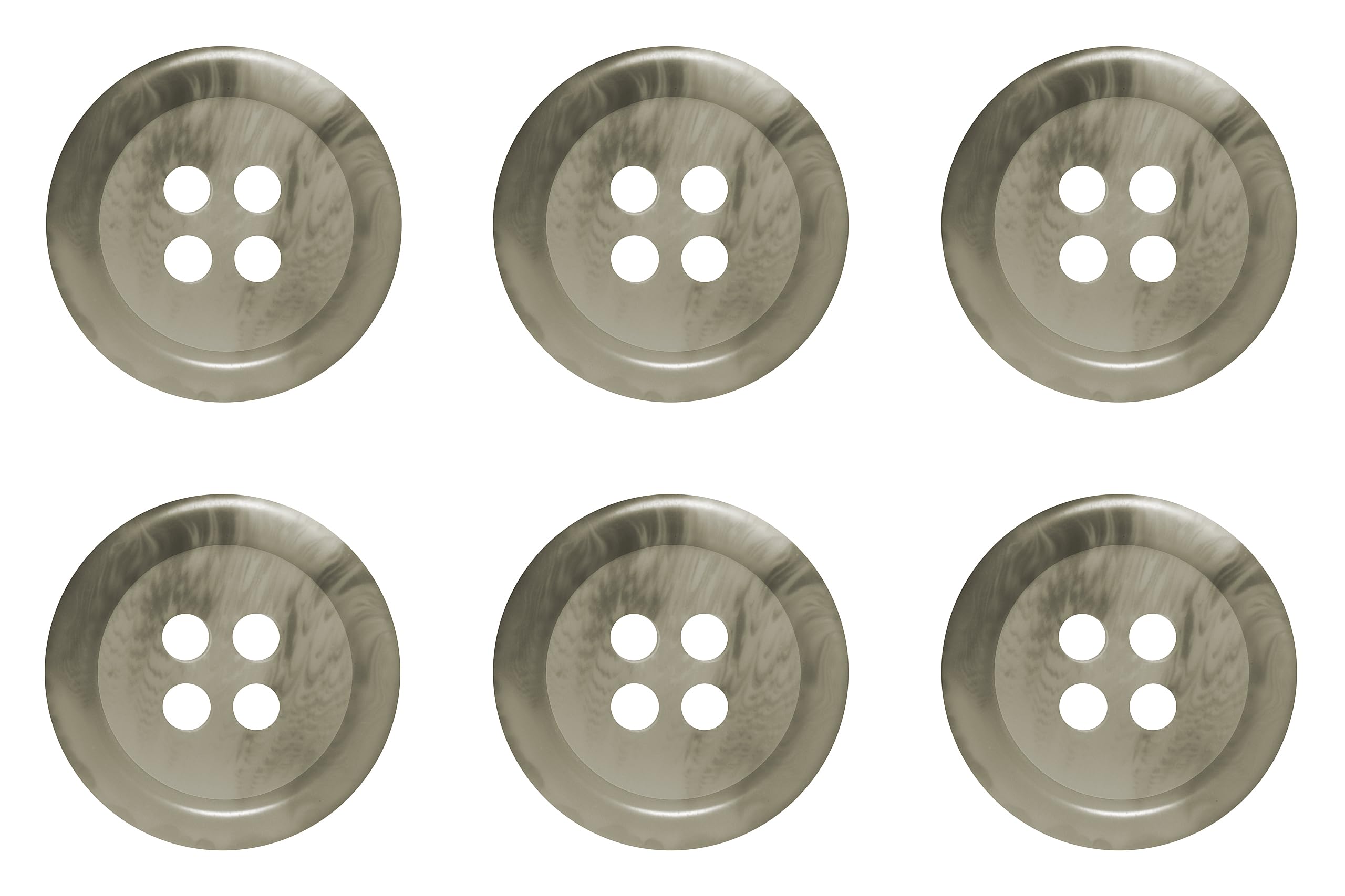 Pack of 6 Light Grey Taupe 18mm Round Faux Horn Sew On Plastic Buttons for Skirts Trousers Suits Shorts Coats Flat 4 Holes 28L