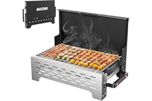 AUXTUR Folding Portable Charcoal Grill, Barbecue Desk Tabletop Outdoor Stainless Steel Smoker BBQ,Portable Lightweight Barbecue Grill Tools for Outdoor Cooking Camping Picnics Beach