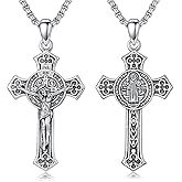 Cargari 925 Sterling Silver Cross Pendant Necklace for Men Women Amulet Necklace Protection Jewelry Religious Gifts(With Gift Box)
