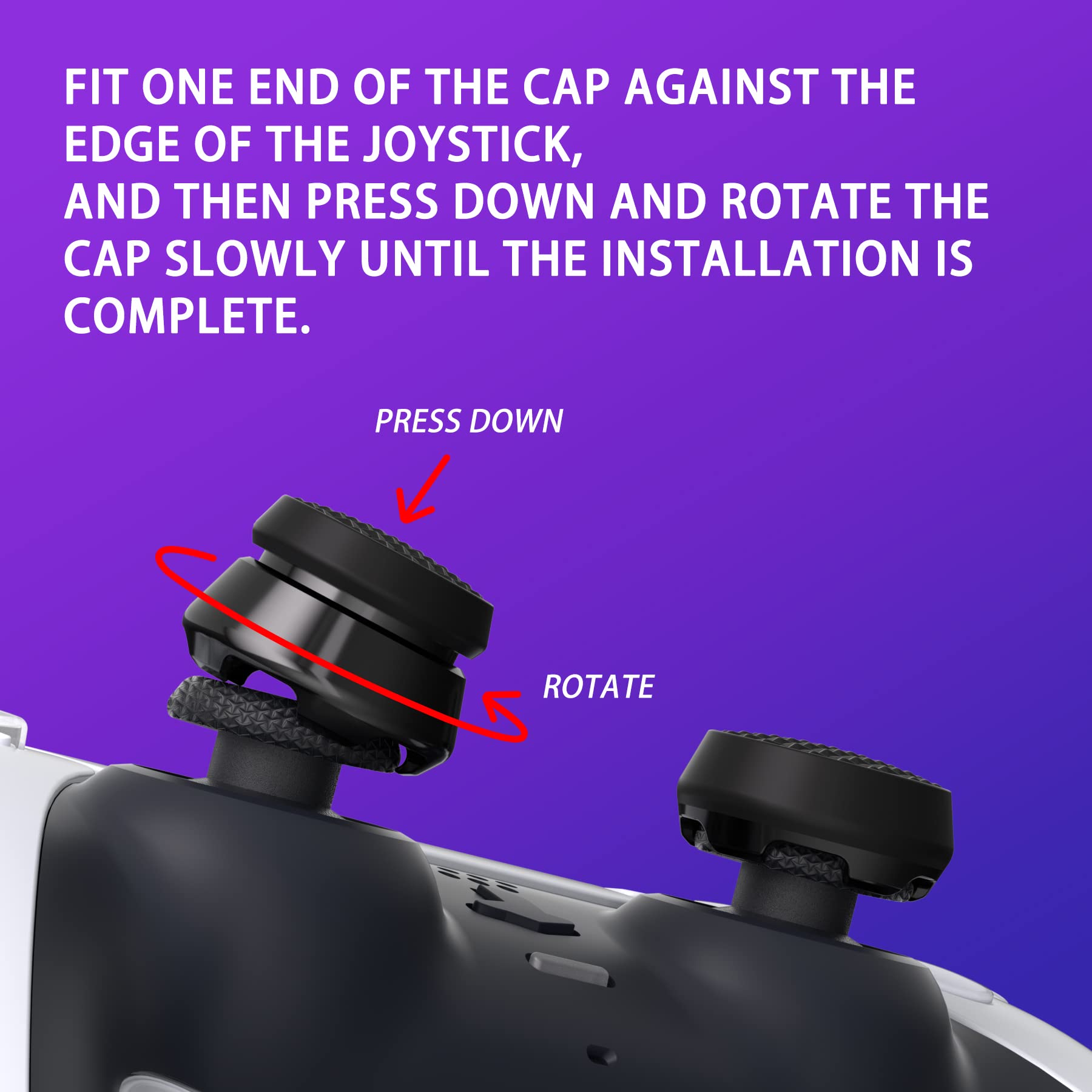 PlayVital Thumbs Pro ARMOR Thumbstick Extender for ps5 Controller, Joystick Caps Grip for ps5 Controller - 2 High Raise and 2 Mid Raise Dome - Black