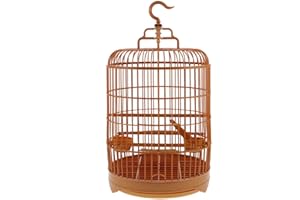 1 Set Birdcage Vintage Decor Bamboo Bird Cage Hanging Bird Supply Travel Poultry Embroidered Eyes
