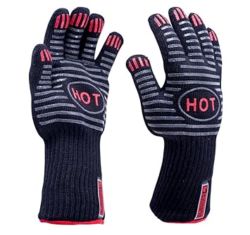 2er Set culinario Grillhandschuhe/Backhandschuhe, Profi Topflappen, bis 250 °C hitzebeständig, mit extra langem 11 cm Bund
