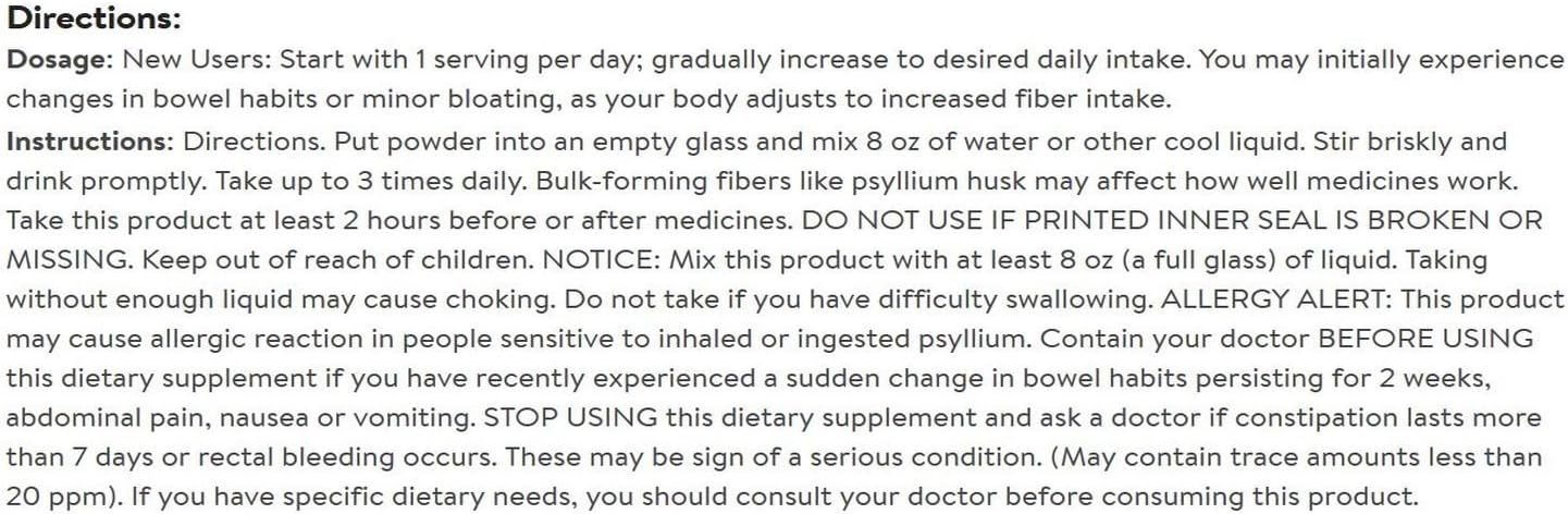 Metamucil Sugar-Free Fiber Supplement, 180 Servings, 4-in-1 Psyllium Husk Powder, Orange Flavored Drink, 36.8 Ounce, 2.3 Pound: Health & Personal Care