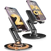 COOPER 360&deg; Stand Rotating Cell Phone Stand for Desk, Desktop Phone Holder | 360&deg; Click Rotating, Adjustable, Foldable, Portable, Metal Base, Cell Phone Holder for Desk; Fits all Samsung, Android Phones