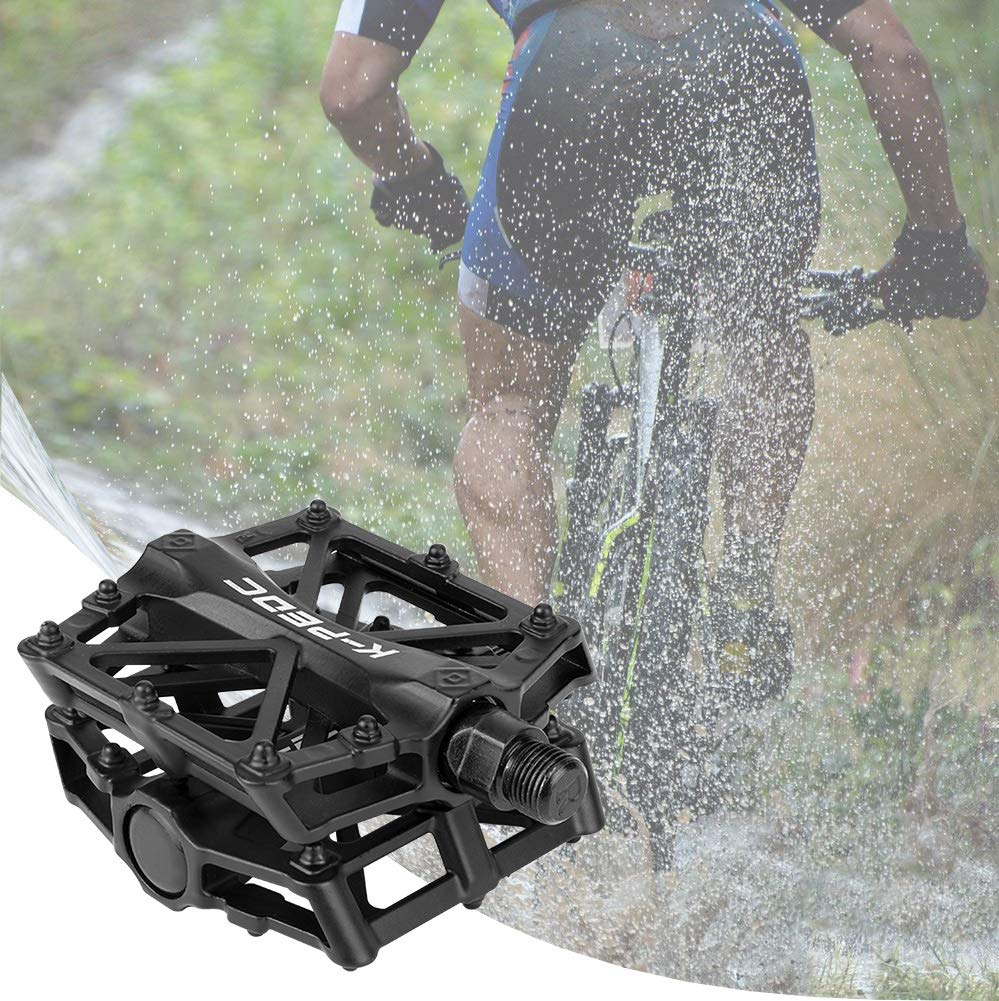 Bike Pedals 9/16 for MTB, Mountain Road Bicycle Flat Pedal, with 16 Anti-Skid Pins -Universal Lightweight Aluminum Alloy Platform Pedal for Travel Cycle-Cross Bikes etc